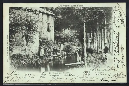 AK Saint-Dié, Le Canal de Grattin et le vieux moulin au bord de l`eau