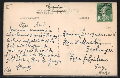 AK Raon-sur-Plaine, Rue Principale avec vue sur le Donon et charrette à cheval