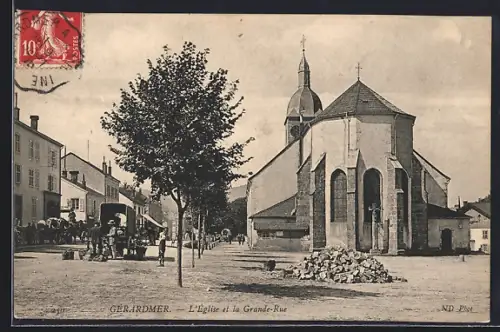 AK Gérardmer, L`Église et la Grande-Rue