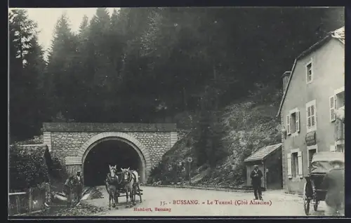 AK Bussang, Le Tunnel, Côté Alsacien, avec chevaux et charrette