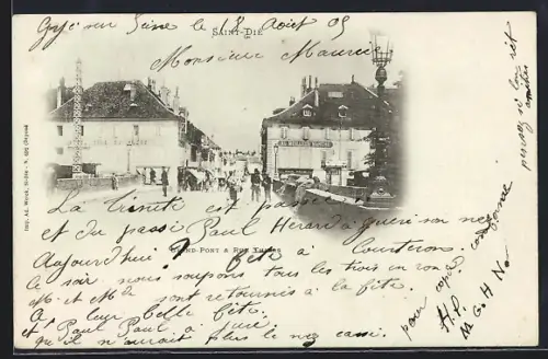 AK Saint-Dié, Grand`Rue et Rue Thiers animées avec passants et bâtiments environnants