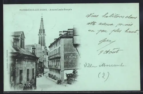 AK Plombières-les-Bains, Avenue Louis-Francais et Grand Hôtel de l`Ours