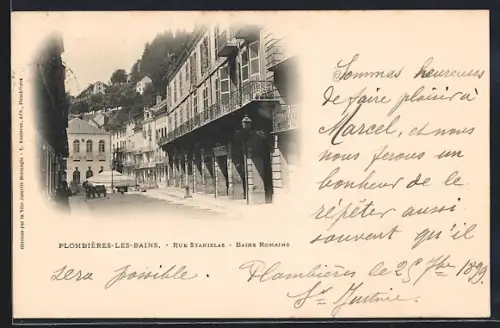 AK Plombières-les-Bains, Rue Stanislas, Bains Romains