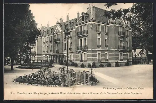 AK Contrexéville /Vosges, Grand Hôtel de la Souveraine et sources de la Souveraine et de la Duchesse