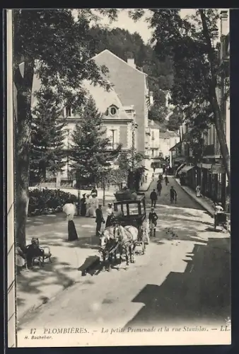 AK Plombières, La petite Promenade et la rue Stanislas