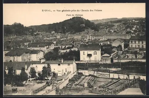 AK Épinal, Vue générale prise du Chemin des Prisons, Parc du Château