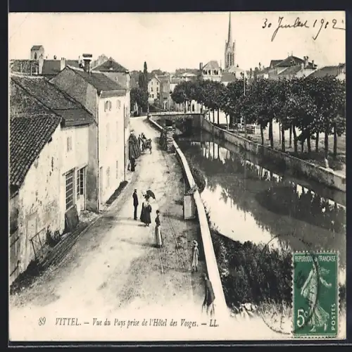 AK Vittel, Vue du Pays prise de l`Hôtel des Vosges