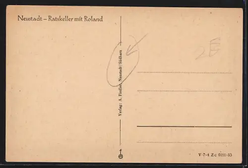 AK Neustadt /Südharz, Restaurant Ratskeller mit Roland