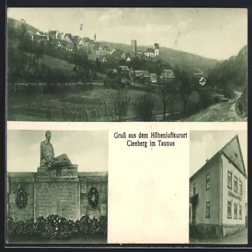 AK Cleeberg, Gasthaus Zum Adler von Karl Weber, Denkmal, Ortsansicht