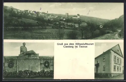 AK Cleeberg, Gasthaus Zum Adler von Karl Weber, Denkmal, Ortsansicht