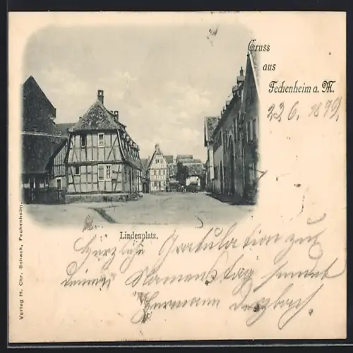 AK Frankfurt-Fechenheim, Blick auf den Lindenplatz