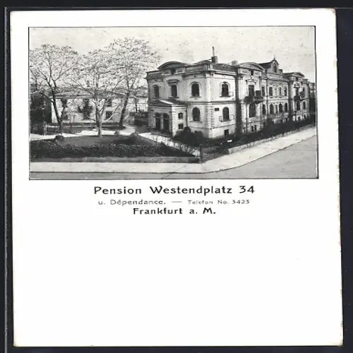 AK Frankfurt-Westend-Süd / Main, Pension Westendplatz 34 mit Garten