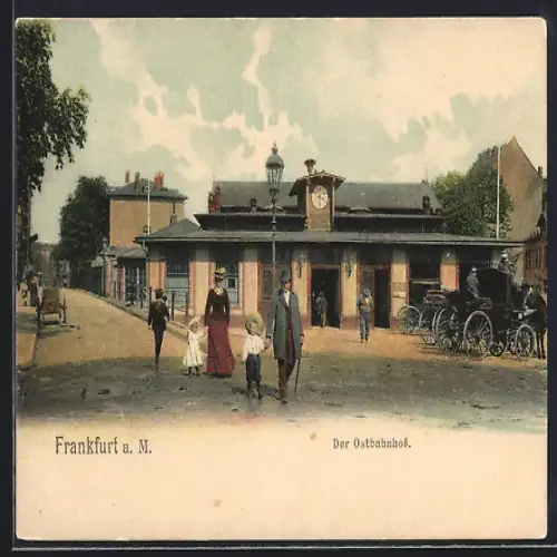 AK Frankfurt-Ostend, Ostbahnhof mit Strasse, Kutschen