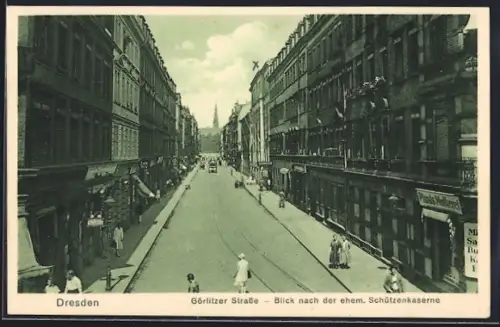 AK Dresden-Neustadt, Görlitzer Strasse, Blick nach der ehem. Schützenkaserne
