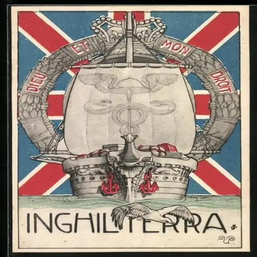 Künstler-AK Inghilterra, Britisches Segelschiff