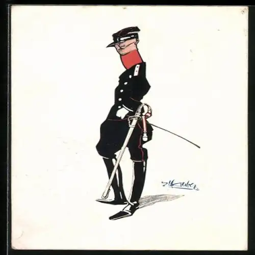 Künstler-AK Schweizer Soldat in Uniform mit Schwert