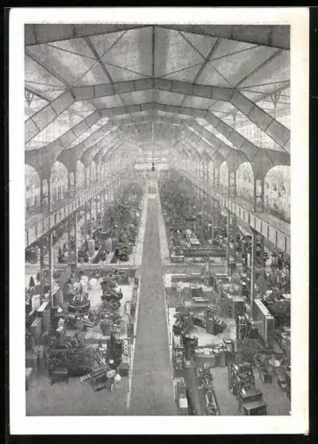 AK Leipzig, Technische Messe, Blick in das Mittelschiff von Halle 9