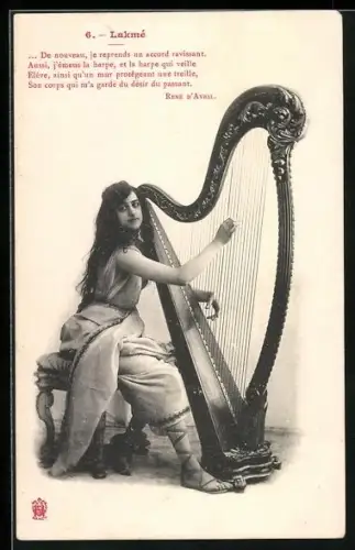 AK Sitzende Frau spielt Harfe, De nouveau, je reprends un accord avissant...