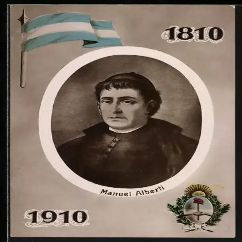 Künstler-AK Manuel Alberti mit Flagge und Wappen