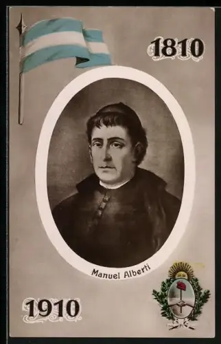 Künstler-AK Manuel Alberti mit Flagge und Wappen