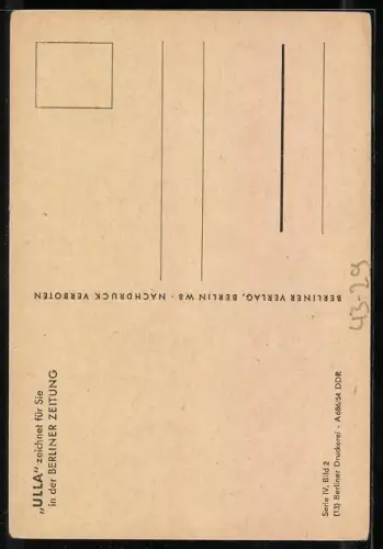 Künstler-AK Berliner Zeitung, Janz jut, det wa diesen Sonntach nich wegjefahren sind..., Familie daheim