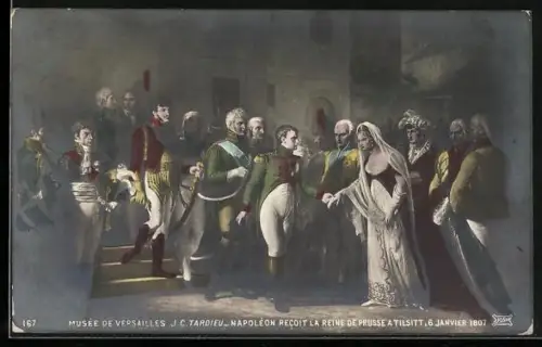 Künstler-AK Napoleon recoit la Reine de Prusse a Tilsitt 1807
