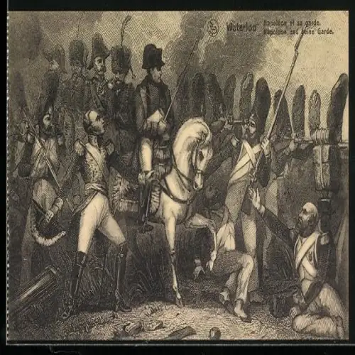 Künstler-AK Waterloo, Napoleon und seine Garde