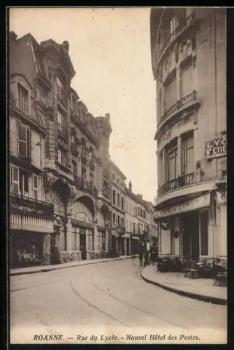 AK Roanne, Rue du Lycée, Nouvel Hôtel des Postes