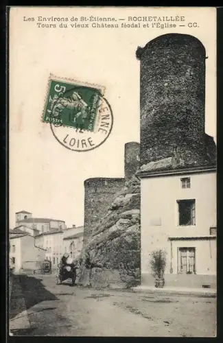 AK Rochetaillée, Tours du vieux Château féodal et l`Église