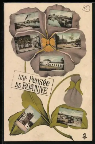 AK Roanne, Une pensée illustrée de divers lieux de la ville