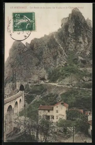 AK Le Pertuiset, Les Bords de la Loire, Le Viaduc et le Château féodal