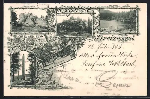 AK Neureichenau, Stifter-Denkmal, Restauration, Plöckensteinsee