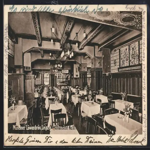 AK Leipzig, Gasthaus Münchner Löwenbräu in der Katharinenstrasse 17