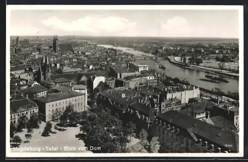 AK Magdeburg, Blick vom Dom auf die Stadt