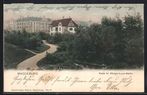 AK Magdeburg, Partie im Königin Luise Garten