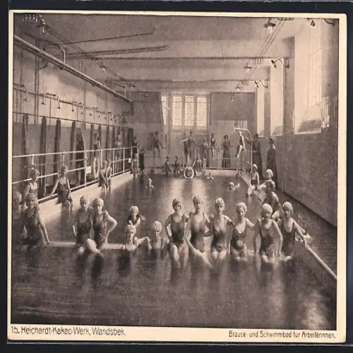 AK Hamburg-Wandsbek, Reichardt-Kakao-Werk, Brause-und Schwimmbad für Arbeiterinnen
