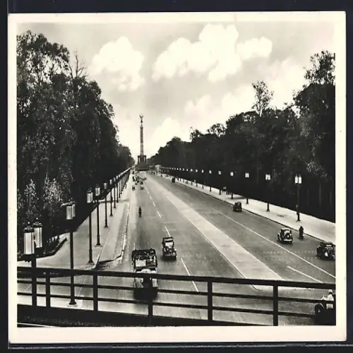 AK Berlin-Tiergarten, Ost-West-Achse mit Siegessäule