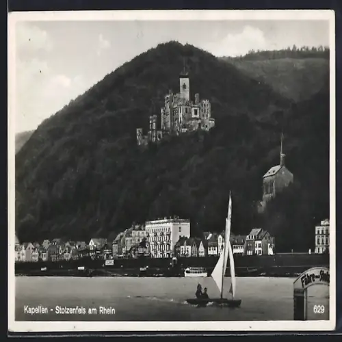 AK Kapellen-Stolzenfels am Rhein, Teilansicht mit Burg