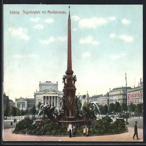 AK Leipzig, Augustusplatz mit Mendebrunnen