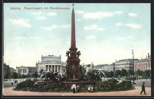 AK Leipzig, Augustusplatz mit Mendebrunnen