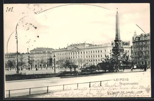 AK Leipzig, Augustusplatz mit Denkmal