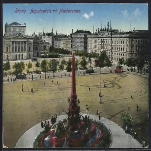 AK Leipzig, Augustusplatz mit Mendebrunnen