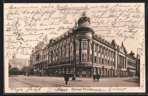AK Leipzig, Central-Theater mit Strassenpartie