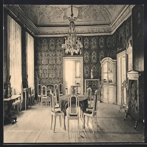 AK Weesenstein, Schloss, Gesellschaftssaal mit Ledertapeten