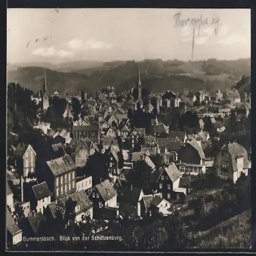 AK Gummersbach, Blick von der Schützenburg auf den Ort