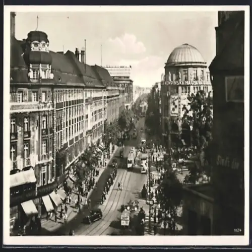 AK Berlin, Saarlandstrasse mit Cafe Haus Vaterland und Strassenbahn