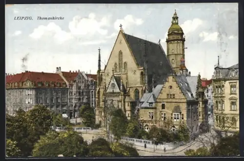 AK Leipzig, Ortsansicht mit Thomaskirche