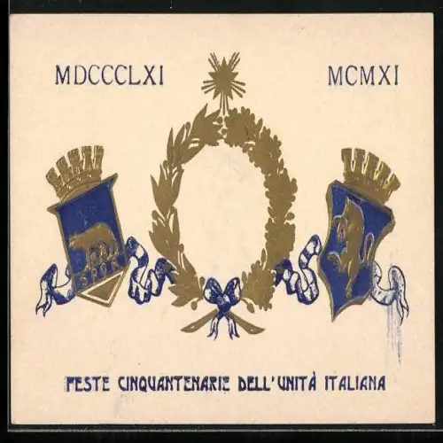 Präge-AK Feste Cinquantenarie dell`Unita Italiana