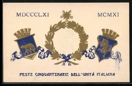 Präge-AK Feste Cinquantenarie dell`Unita Italiana