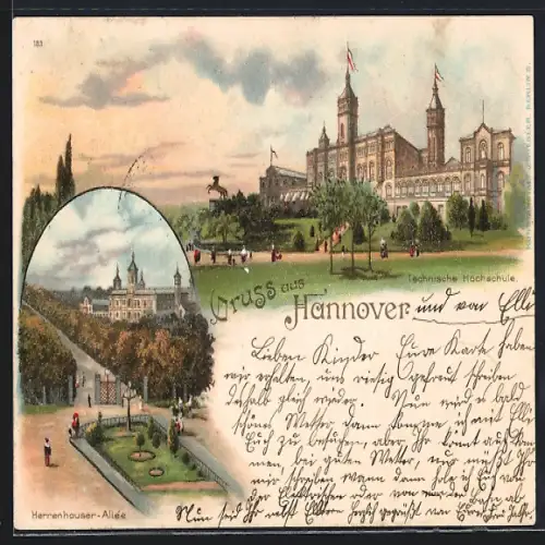 Lithographie Hannover, Herrenhauser-Allee, Techn. Hochschule